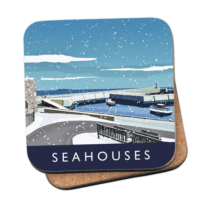 Seahouses Snow - MDF Coaster