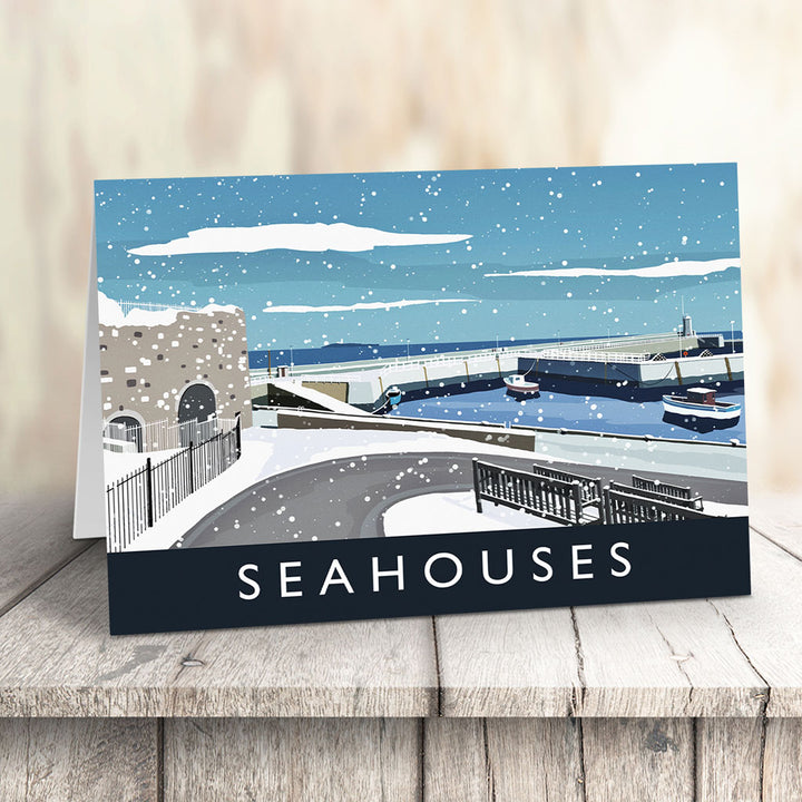 Seahouses Snow - Greeting Card 7x5