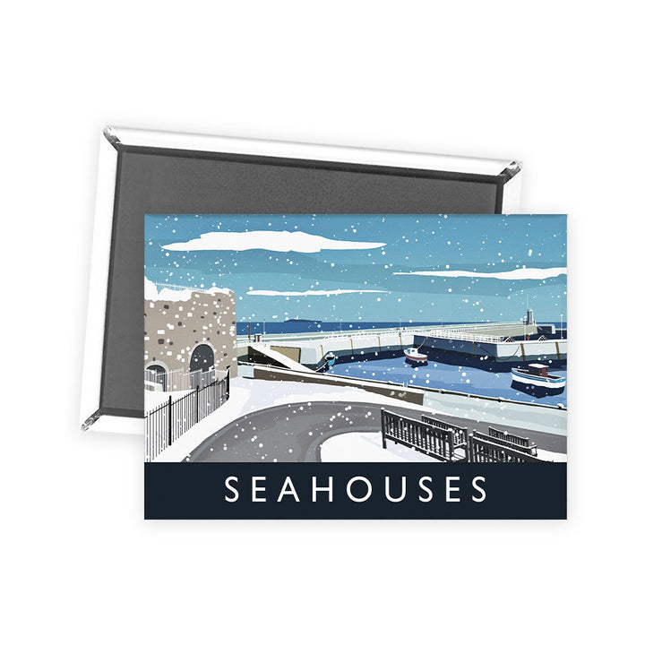 Seahouses Snow - Magnet