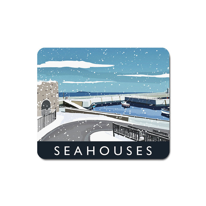 Seahouses Snow - Mouse Mat