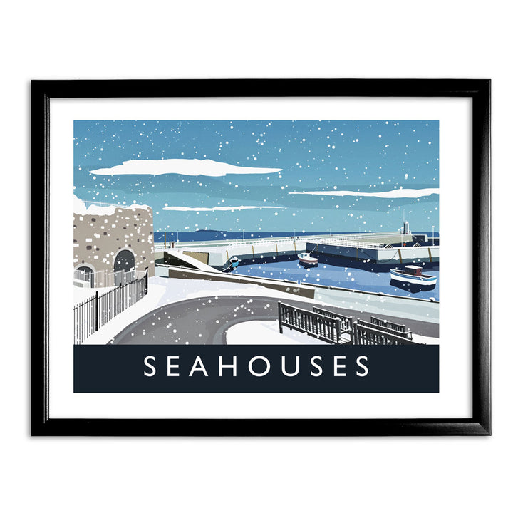 Seahouses Snow - Art Print