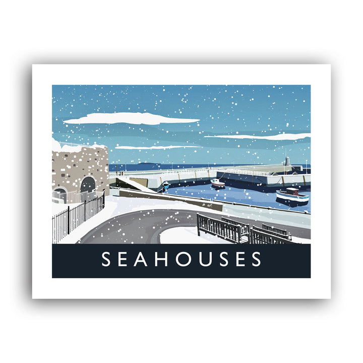 Seahouses Snow - Art Print