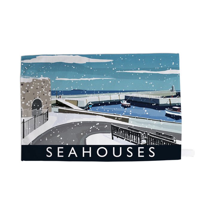 Seahouses Snow - Tea Towel