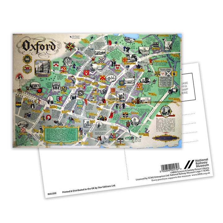 Oxford Map Postcard Pack of 8