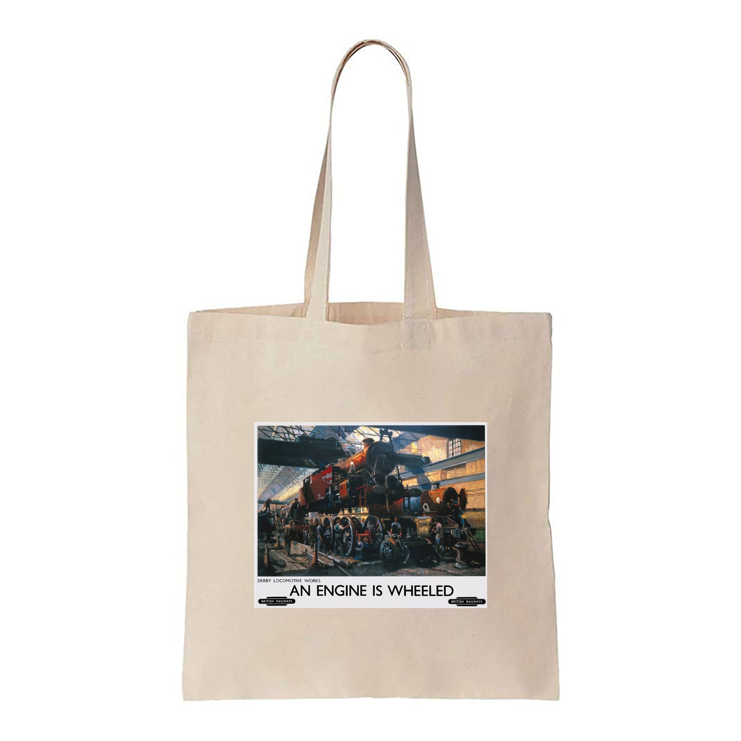 An Engine is Wheeled - Derby Locomotive - Canvas Tote Bag