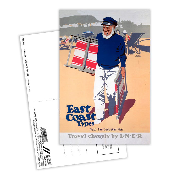 East Coast Types No 5 The Deck-chair Man Postcard Pack of 8