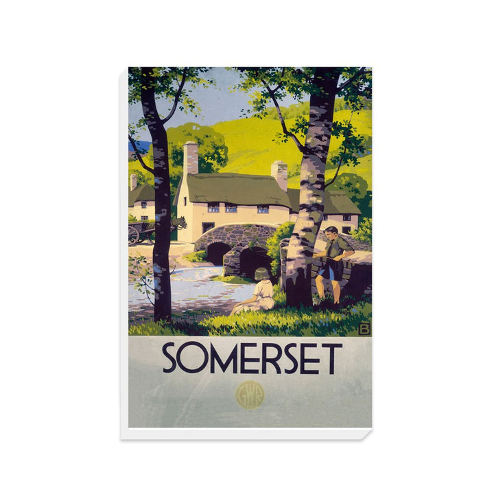 Somerset - Boy and Girl by Bridge - Canvas