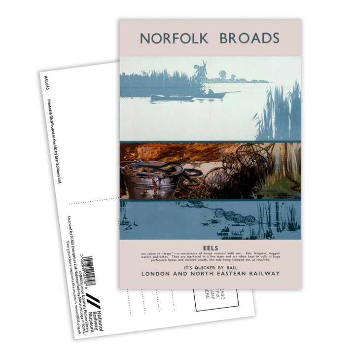 Norfolk Broads - Eels Postcard Pack of 8