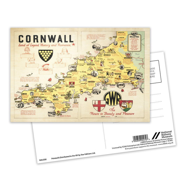Cornwall - Land of Legend, History and Romance Postcard Pack of 8