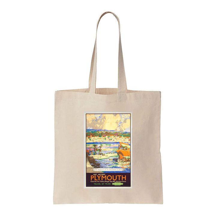 Visit Historic Plymouth - The departure of the Mayflower in 1620 - Canvas Tote Bag
