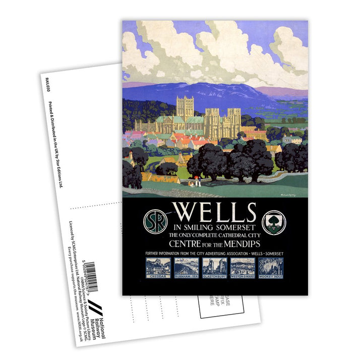 Wells in Smiling Somerset Postcard Pack of 8