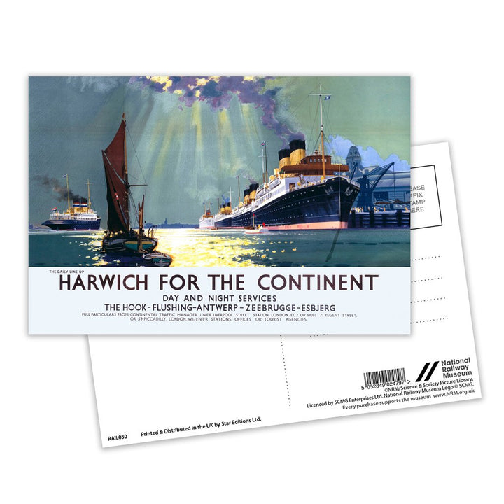 Harwich for the Continent - Day and Night Services Postcard Pack of 8