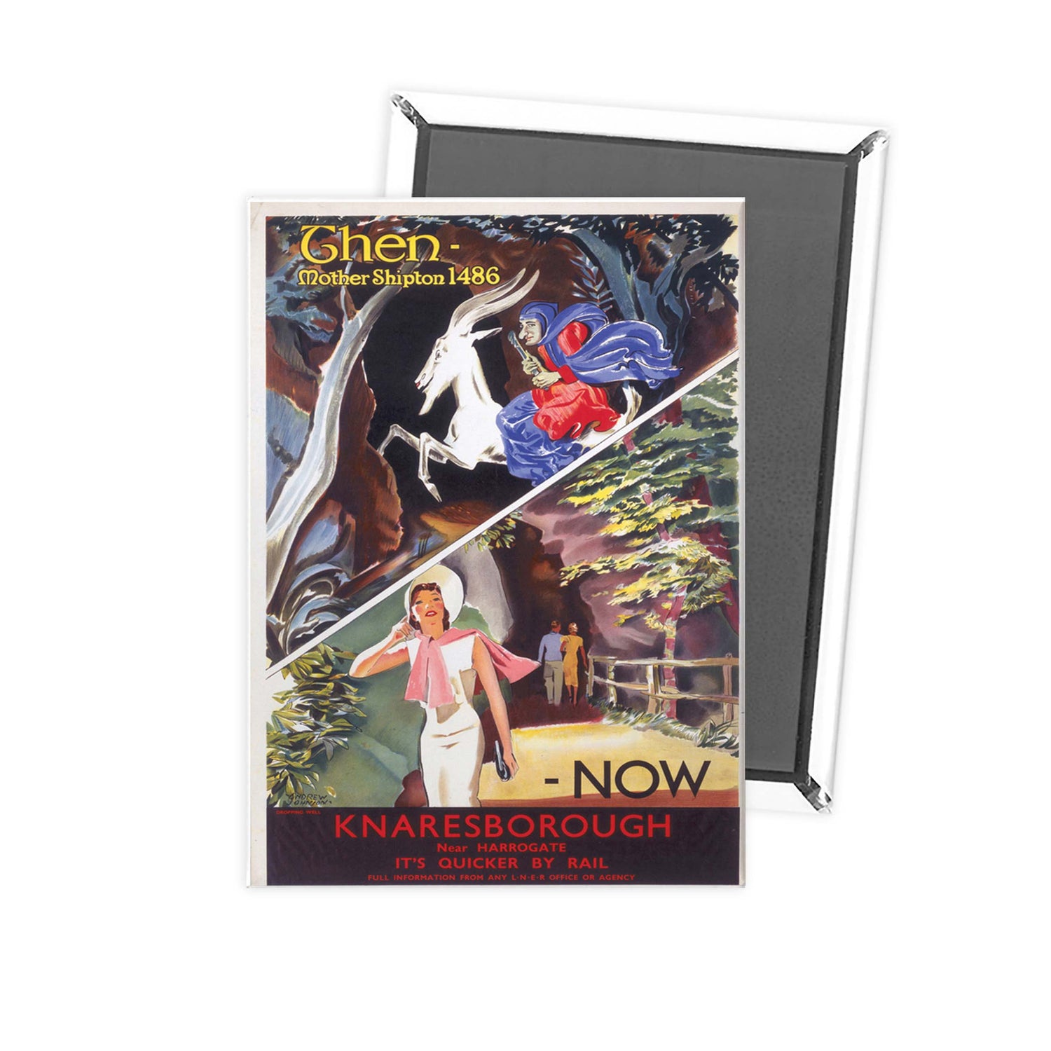 Then and now, Knaresborough Fridge Magnet
