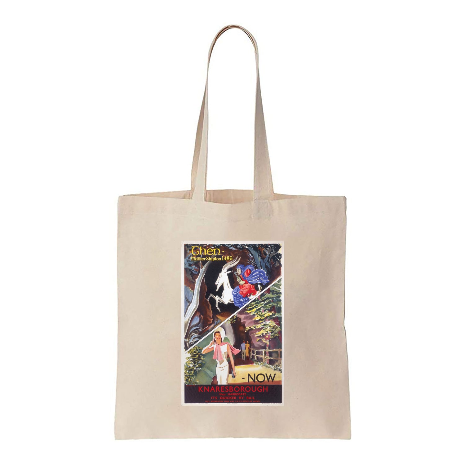 Then and now, Knaresborough - Canvas Tote Bag