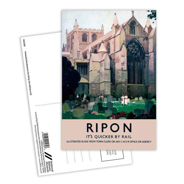 Ripon, It's Quicker By Rail Postcard Pack of 8