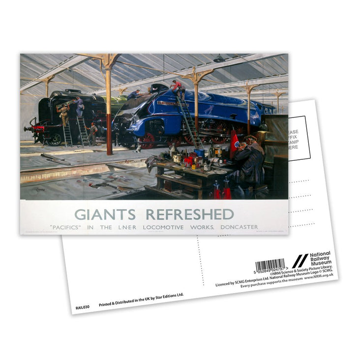 Giants Refreshed - Pacifics in the LNER locomotive works, Doncaster Postcard Pack of 8