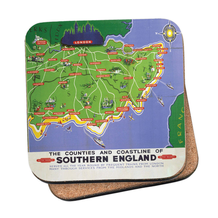 The Counties and Coastline of Southern England Coaster