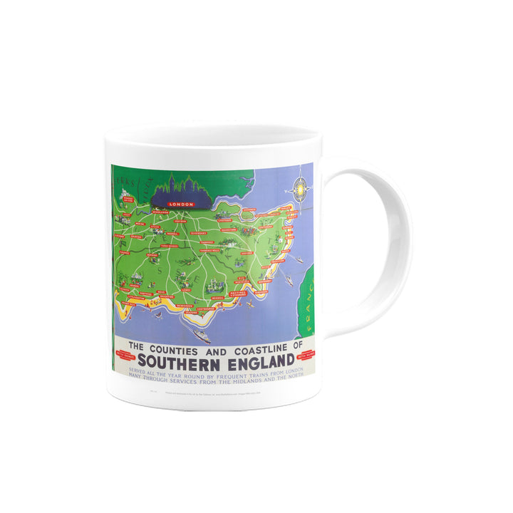 The Counties and Coastline of Southern England Mug