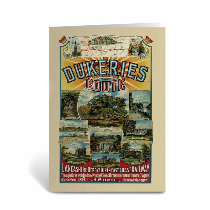 Dukeries Route, Lancashire, Derbyshire and East coast Railway Greeting Card
