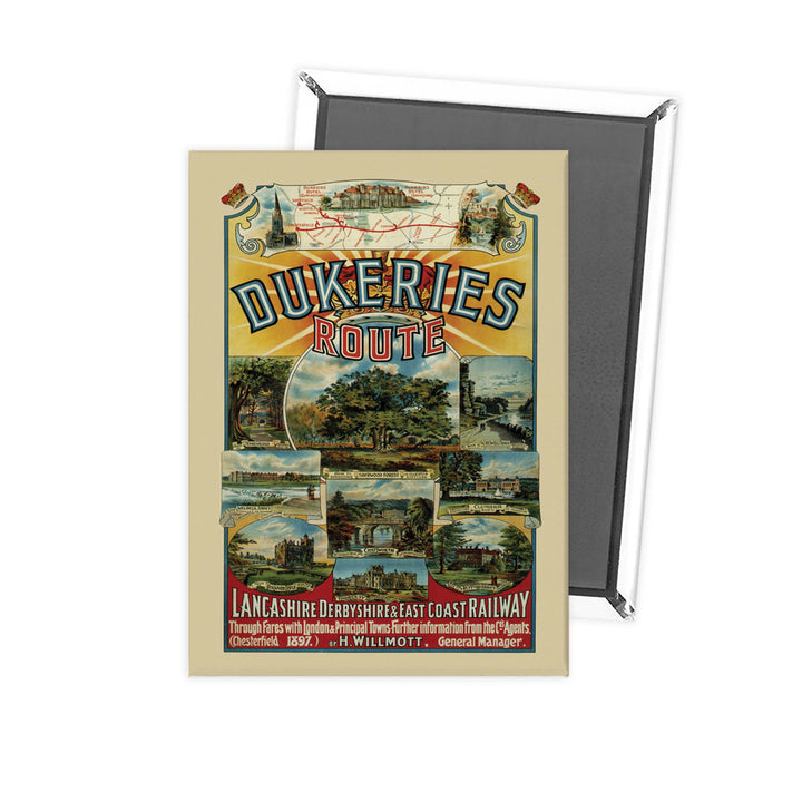 Dukeries Route, Lancashire, Derbyshire and East coast Railway Fridge Magnet