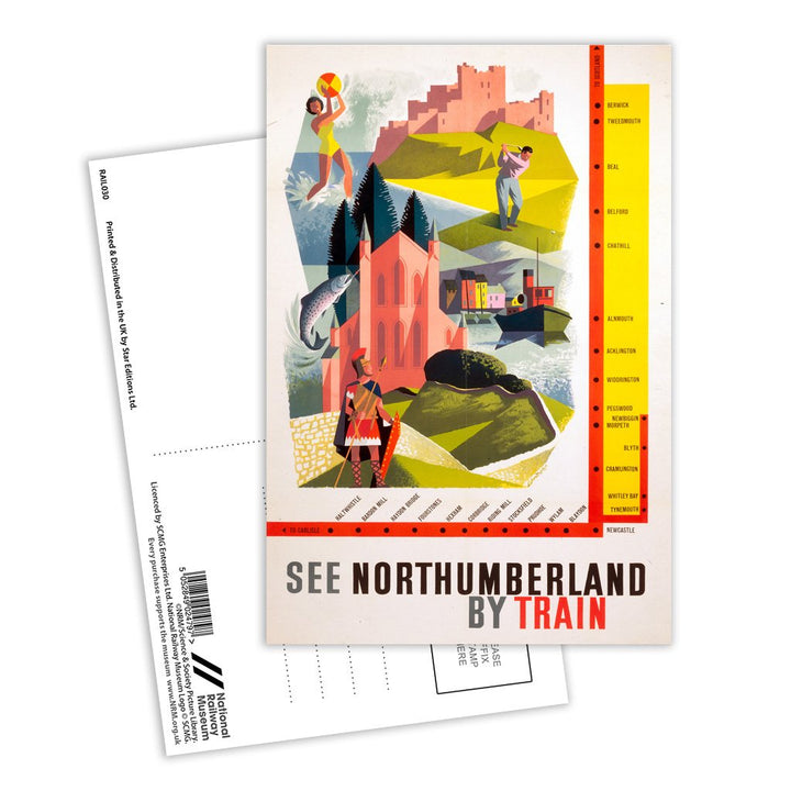 See Northumberland by Train Postcard Pack of 8