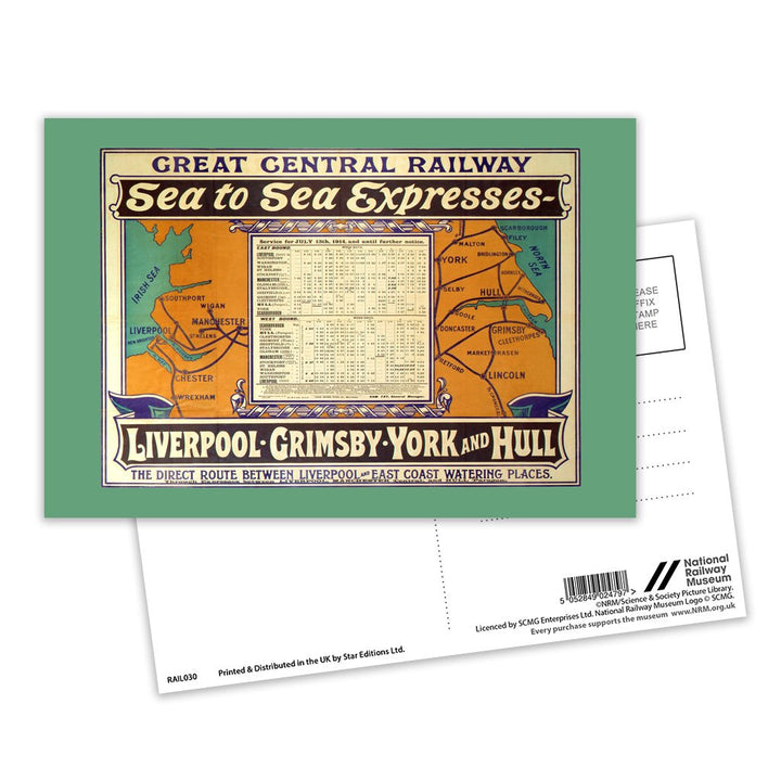 Sea to Sea Expresses - Liverpool, Grimsby, York and Hull Postcard Pack of 8