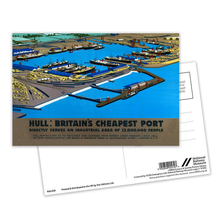 Hull Britain's Cheapest port Postcard Pack of 8