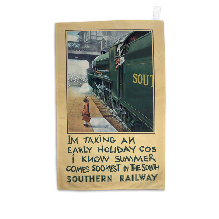 Summer Comes Soonest in the South - Southern Railway - Tea Towel