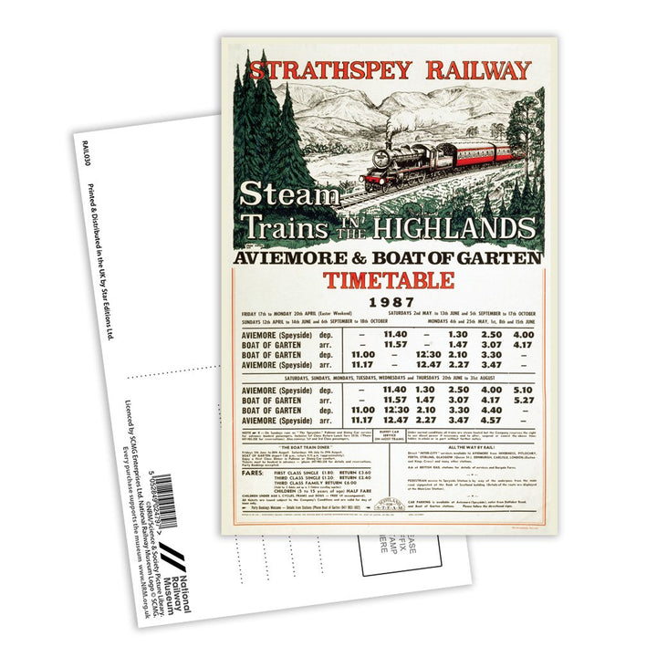 Strathspey Railway - Aviemore and Boat of Garten Postcard Pack of 8