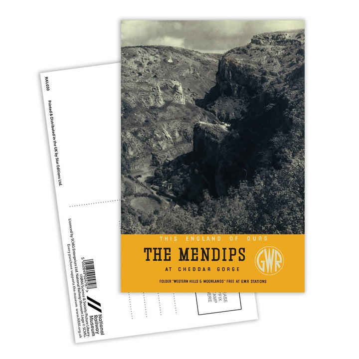 The Mendips at Cheddar Gorge GWR Postcard Pack of 8