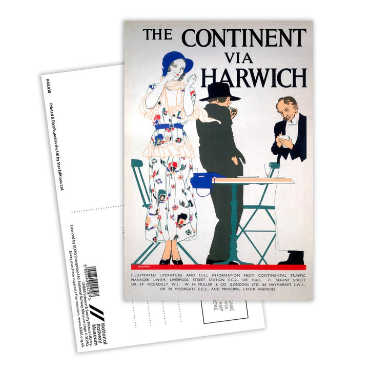 The Continent Via Harwich Postcard Pack of 8