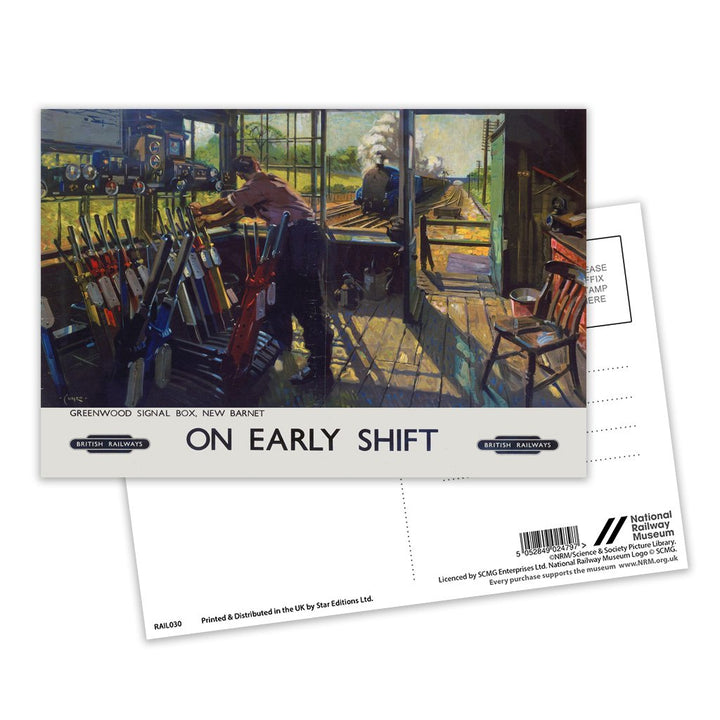 On Early Shift - Greenwood Signal Box, New Barnet Postcard Pack of 8