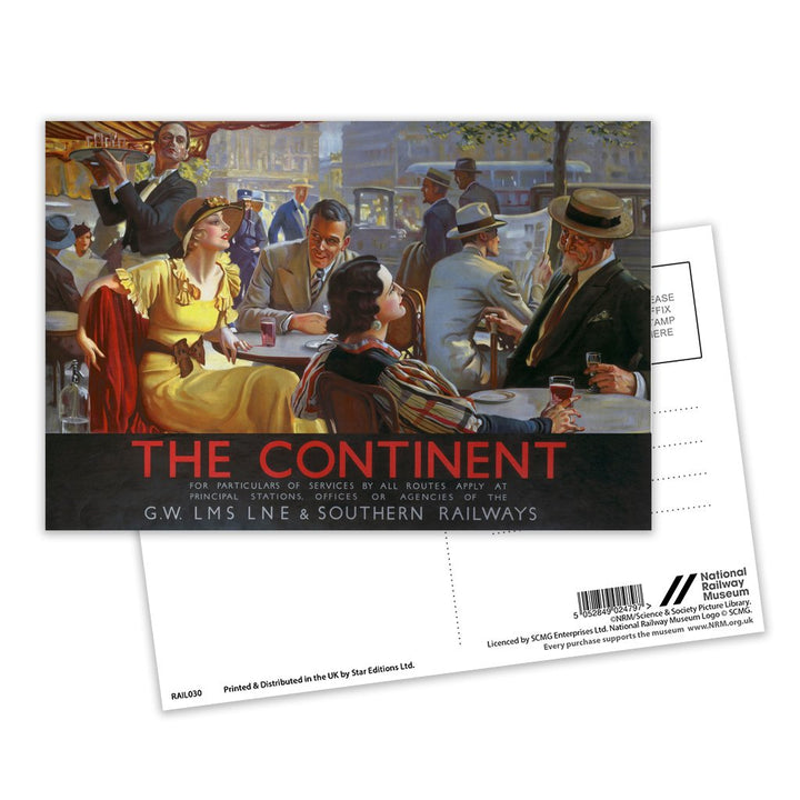 The Continent GW, LMS, LNE and Southern Railways Postcard Pack of 8
