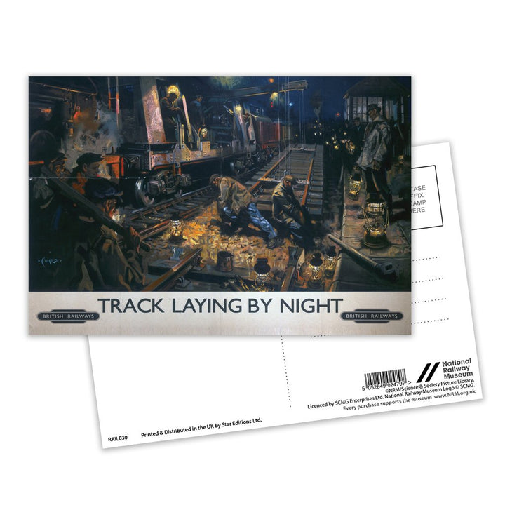 Track Laying By Night - British Railways Postcard Pack of 8