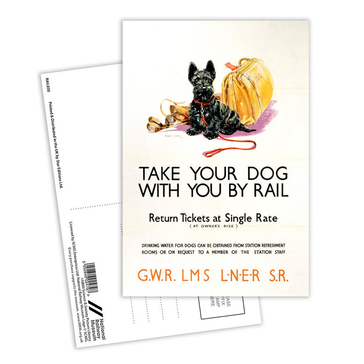 Take your Dog with you by Rail Postcard Pack of 8