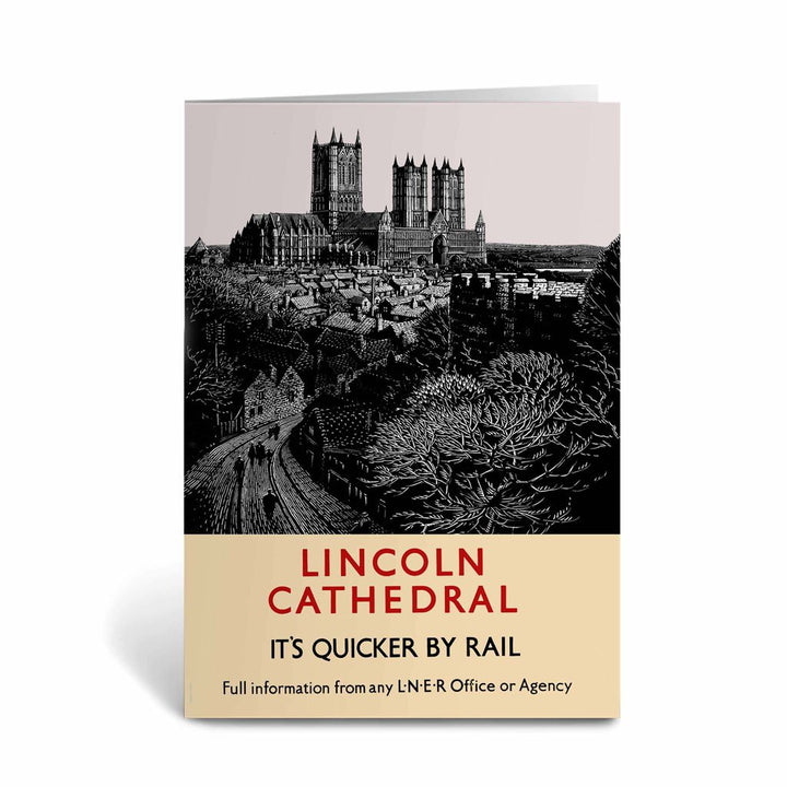 Lincoln Cathedral It's Quicker By Rail Greeting Card