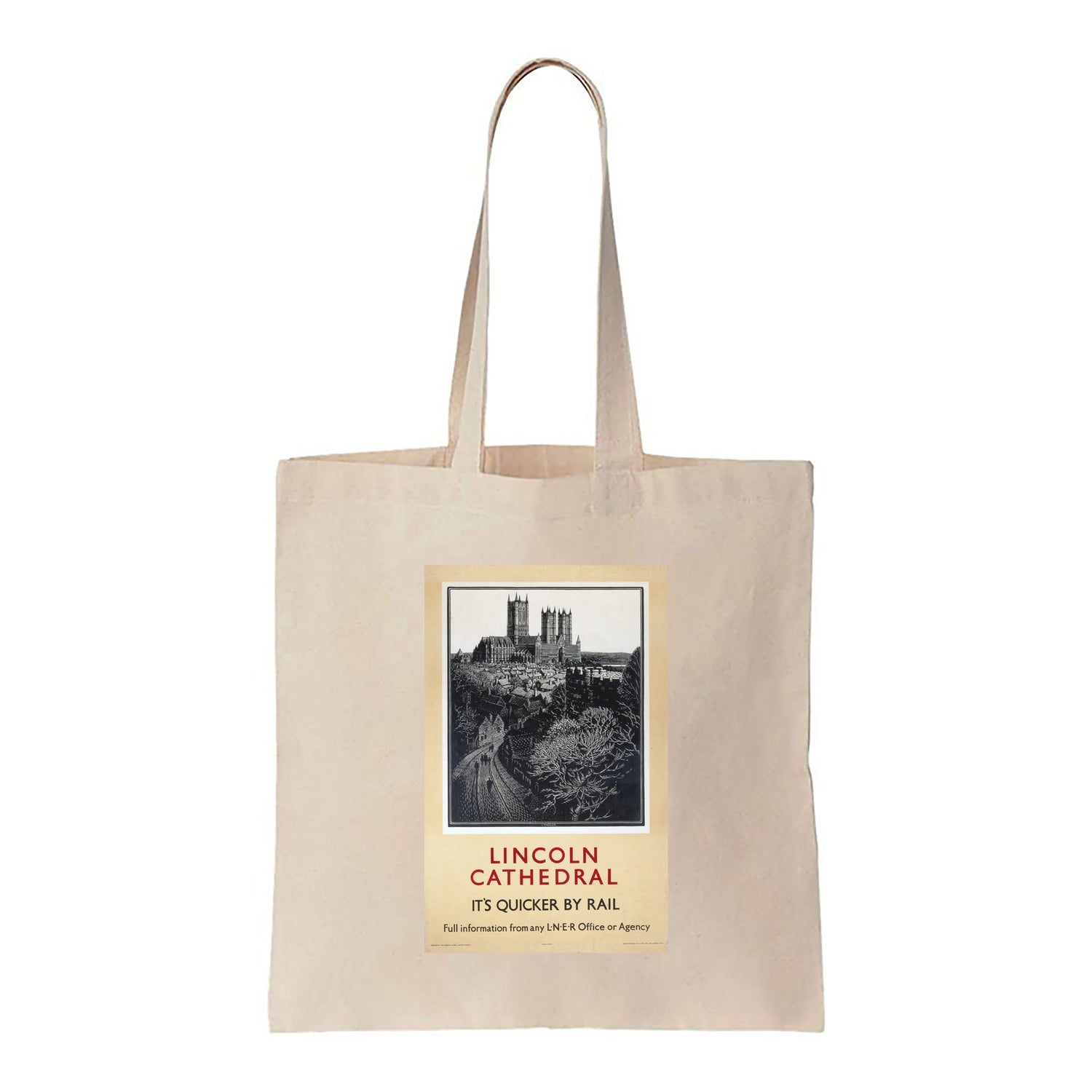 Lincoln Cathedral It's Quicker By Rail - Canvas Tote Bag