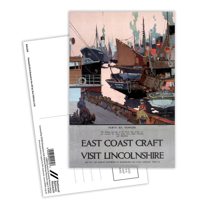 North Sea Trawlers - East Coast Craft Lincolnshire Postcard Pack of 8