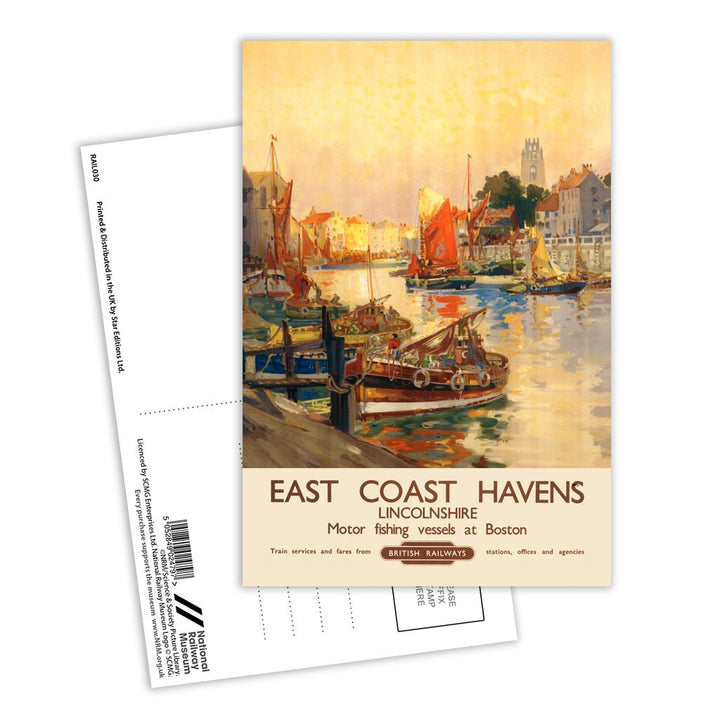 Lincolnshire East Coast Havens - Motor Fishing Postcard Pack of 8