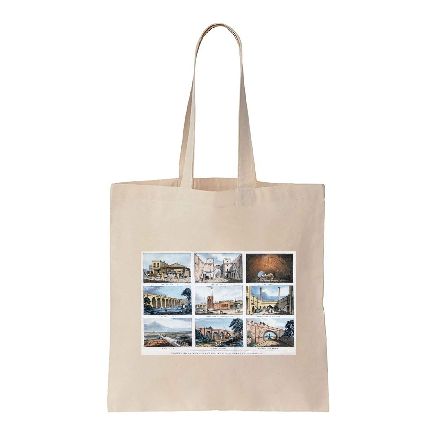 Panorama of the Liverpool-Manchester Railway - Canvas Tote Bag