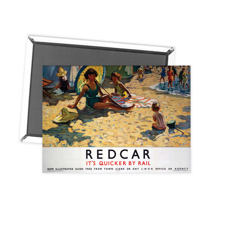 Redcar It's Quicker By Rail Fridge Magnet