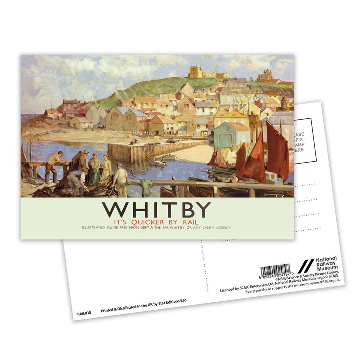 Whitby It's Quicker By Rail Postcard Pack of 8