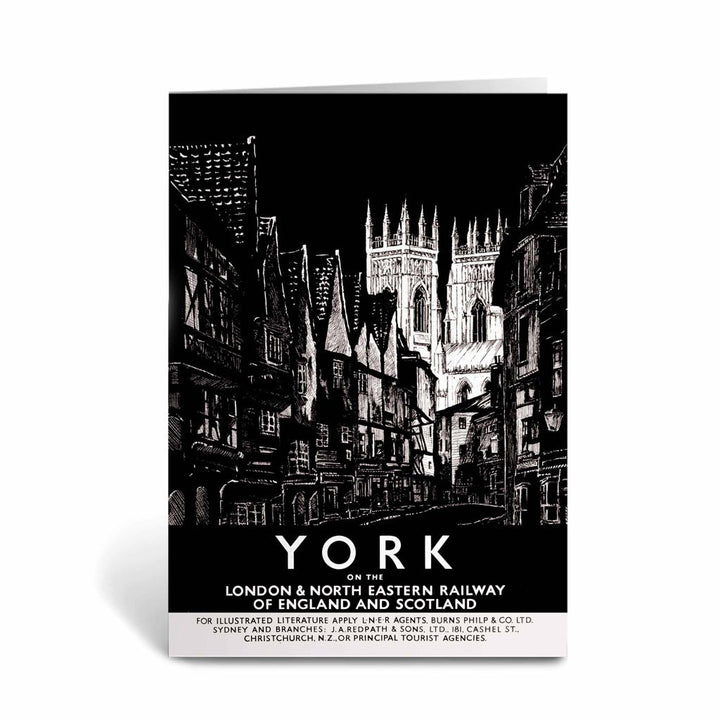 York on the LNER - Black and White Greeting Card