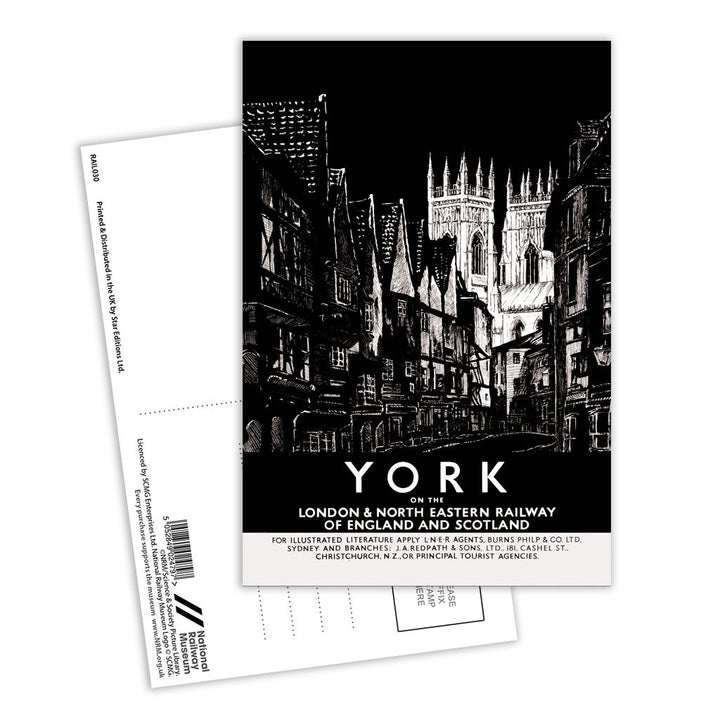York on the LNER - Black and White Postcard Pack of 8