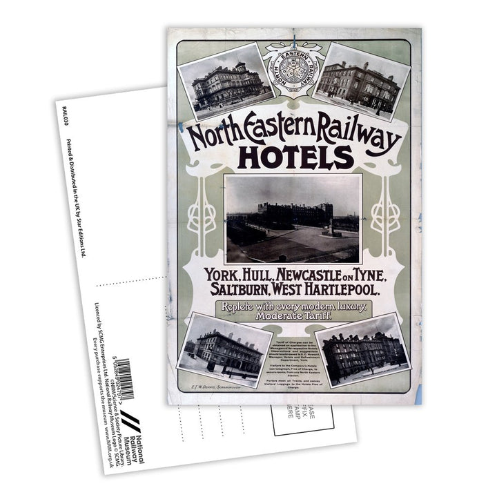 North Eastern Railway Hotels York, Hull, Newcastle Postcard Pack of 8