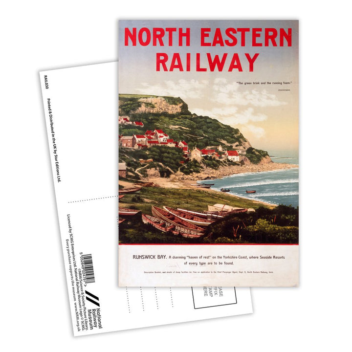 North Eastern Railway - Runswick Bay, Yorkshire Coast Postcard Pack of 8