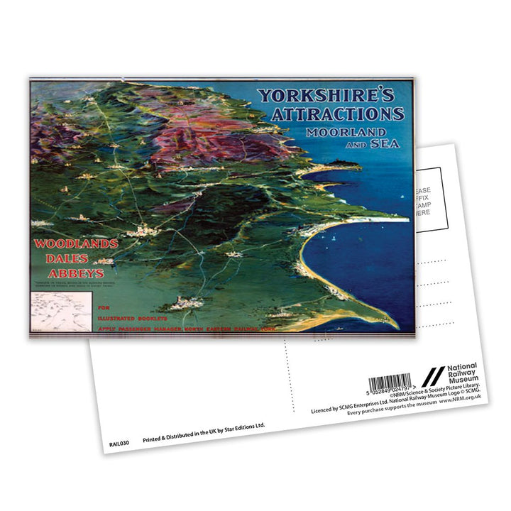 Yorkshire's Attractions Moorland and Sea Postcard Pack of 8