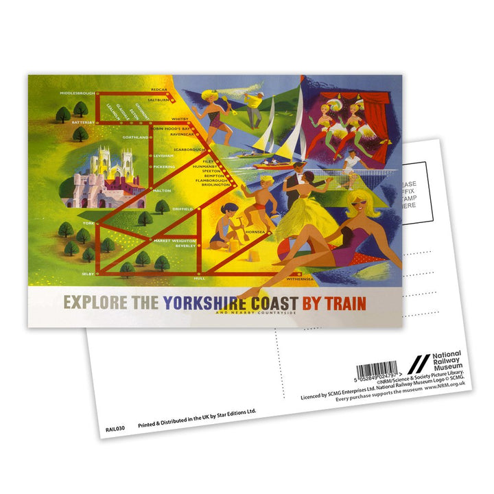 Explore the Yorkshire Coast by train Postcard Pack of 8