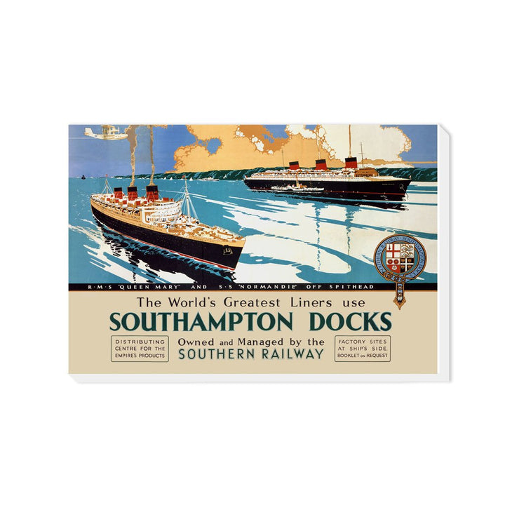 Southampton Docks - Queen Mary and Normandie - Canvas