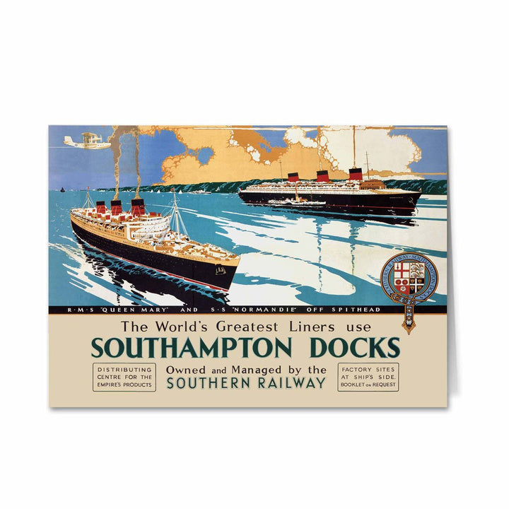 Southampton Docks - Queen Mary and Normandie Greeting Card